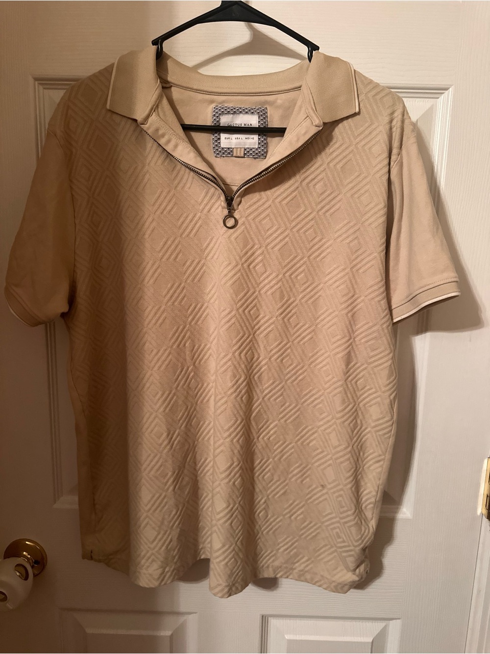 Cactus Man Geo Textured Quarter Zip Polo